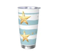 Vaso térmico con diseño de estrella de pintura al óleo con tapa, soporte térmico para coche, océano, 20 onzas, vaso aislado de acero inoxidable, taza de café de viaje para bebidas frías y calientes