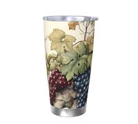 Vaso térmico con tapa, diseño vintage de uva, para coche, pintura al óleo, vaso aislado de acero inoxidable, taza de café de viaje para bebidas frías y calientes