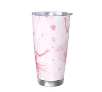 Vaso térmico de bailarina de ballet con tapa, soporte térmico para coche, 20 onzas, vaso aislado de acero inoxidable, taza de café de viaje para bebidas frías y calientes