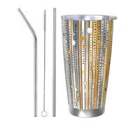 Vaso térmico de lunares a rayas con 2 popotes y tapa, soporte térmico para automóvil, arte abstracto, vaso aislado de acero inoxidable de 20 onzas, taza de café de viaje para bebidas frías y calientes
