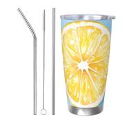 Vaso térmico de pintura al óleo con 2 popotes y tapa, soporte térmico para coche, fruta, 20 onzas, vaso aislado de acero inoxidable, taza de café de viaje para bebidas frías y calientes