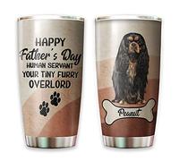 Vaso Termico Isotérmica Termo Café Reutilizable Taza Aislante Para Papá Navidad Auto 590 Ml Cavalier King Personalizado - Feliz Día Del Padre, Sirviente Humano, Tu Mejor Papá Perro Peludo Y