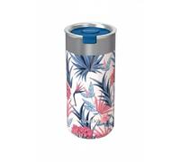 Vaso térmico Quokka Boost Blue Garden de acero inoxidable 400 ml con infusor para té y café - Doble pared al vacío, boca ancha, sin condensación, idea de regalo