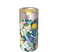 Vaso térmico Quokka Boost Floral Party de acero inoxidable 400 ml con infusor para té y café - Doble pared al vacío, boca ancha, sin condensación, idea de regalo