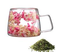 Vaso transparente con flores - Vaso de doble pared - Elegante aislador Brewware | Soporte para tazas de café de 200 ml con asa, vaso para flores, recipiente para servidor, contenedor de