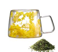 Vaso transparente con flores - Vaso de doble pared - Elegante aislador Brewware | Soporte para tazas de café de 200 ml con asa, vaso para flores, recipiente para servidor, contenedor de