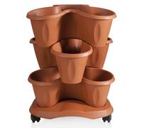 Vaso Trébol Apilable 3 Piezas Con Ruedas Color Terracota