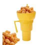 Vaso, vaso para bebidas con cuenco para aperitivos, vaso para beber al aire libre con asa, recipiente para palomitas de maíz para camping, picnic, viaje en coche, cine, niños y adultos mochila