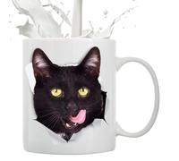Vasos 3D para café con diseño de gato, taza de cerámica de 350 ml, taza novedosa de calibre grande | Divertida taza de café con leche para los amantes de los gatos, bebida diaria, decoración de
