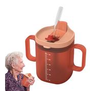 Vasos a prueba de derrames para personas mayores,Vasos a prueba de derrames para adultos - Vaso para beber de 300 ml con asas,Vaso para beber, botella de agua, vaso de alimentación con tapa y pajita p