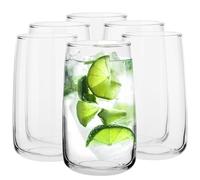 Vasos Agua Long Drink Transparente Highball Copas Cocktail Vasos Vidrio Vaso Grande Tumbler para Cocteles Copas Gin Tonic | Apto para Lavavajillas | Colección Emma | 480 ml | Juego de 6 Vasos