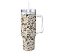 Vasos aislados de 1,134.0 g con asa y pajita, botella de agua deportiva grande, jarra de hielo, taza de matón de perro, huellas de huesos, huellas de perro