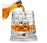 Vasos antiguos Fashioned, base giratoria de 360 grados para cristalería transparente, gafas de whisky de diseño frío, ideal para padres, hombres, papá, tarde de degustación, Navidad, cumpleaños y para