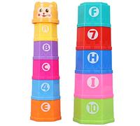 Vasos apilables para niños pequeños, juguetes apilables de educación temprana, divertidos vasos apilables, coloridos, letras numéricas, juguetes educativos tempranos para bebés de 6 meses