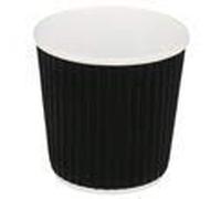 VASOS BEBIDAS CALIENTES DOBLE PARED, ONDULADO 120 ML 230 + 250 + 18 PE G/M2 Ø6x6 CM NEGRO CARTONCILLO (40 UNID.)