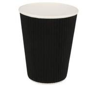 VASOS BEBIDAS CALIENTES DOBLE PARED, ONDULADO 360 ML 300 + 250 + 18 PE G/M2 Ø9/6x11 CM NEGRO CARTONCILLO (1000 UNID.) -