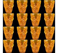 Vasos Calavera de Halloween, Saijer 55ml Vasos de Chupito de Calavera Vasos de Sidra Vaso Tazas Plástico Halloween Naranja Copas de Vino Calavera Pequeñas Agua Tazas Whisky Té Cafe para Fiestas 16 Pzs