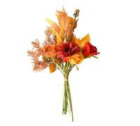 Vasos con Flores Artificiales, Ramo de otoño, Rosas de Seda, Hojas de Arce, Diente de león, Flores Artificiales for el hogar, Boda, Halloween, decoración de otoño(Orange)