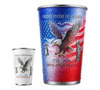 Vasos de acero inoxidable | 500 ml de acero inoxidable que cambia de color | Taza de café del 4 de julio, para celebración del Día de la Independencia, oficina, viajes, reuniones al aire libre