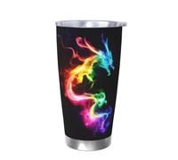 Vasos de acero inoxidable de 20 oz con diseño de dragón arcoíris, sin accesorios, para mujeres y hombres adultos. Taza de viaje para oficina, cumpleaños, aniversarios, bodas y fiestas.
