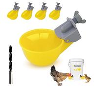 Vasos de agua para pollo (paquete de 5), sistema antifugas, capacidad para un 50% más de agua, adecuado para pollitos, pato, codorniz, pavo