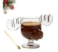 Vasos de alce de Navidad, vasos de Navidad, transparentes, para Navidad, musgo, taza de Navidad para café, té y bebidas (1 unidad)