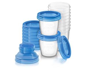 Vasos de almacenamiento para leche materna 180 ml, Philips Avent, 10 pieza(s), Transparente