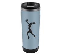 Vasos de ataque con forma de chica de voleibol con tapa, acero inoxidable, taza de café aislada para casa, oficina, viajes
