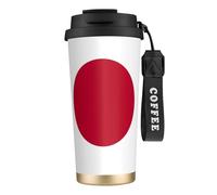 Vasos de café de acero inoxidable con aislamiento al vacío, taza de viaje de doble pared, 18 onzas, impresión de bandera japonesa
