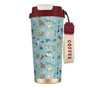 Vasos de café de acero inoxidable con aislamiento al vacío, taza de viaje de doble pared, 18 onzas, impresión de perros