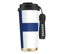 Vasos de café de acero inoxidable con aislamiento al vacío, taza de viaje de doble pared, 18 onzas, impresión de la bandera finlandesa