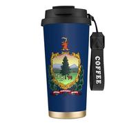 Vasos de café de acero inoxidable con aislamiento al vacío, taza de viaje de doble pared, 18 onzas, impresión de la bandera del estado de Vermont