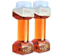 Vasos de cerveza con mancuernas, enviados en un embalaje robusto con moldeado "708.7 g" en el lateral, cada vaso tiene capacidad para 25 onzas de cerveza; un regalo divertido tanto para hombres como