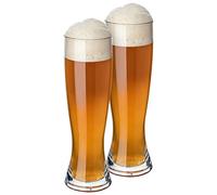 Vasos de cerveza de trigo de plástico premium, irrompibles, reutilizables, aptos para lavavajillas, para camping, bares y discotecas, sin BPA, aspecto de cristal (2, cerveza de trigo)