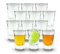 Vasos de chupito - 12 x 2,5 cl Juego de vasos de chupito transparentes pequeños con fondo pesado - Vasos de tequila ideales, vasos de vodka, pinnchen, vasos de estampación para chupito, Jägermeister