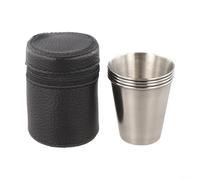 Vasos de chupito de acero inoxidable, 4 unidades, en estuche de piel, reutilizables, aptos para lavavajillas, para fiestas, viajes, 30 ml (70 ml)