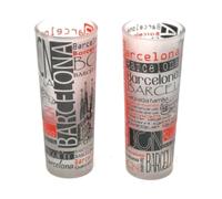 Vasos de Chupito de Barcelona, Vidrio Esmerilado, 50ml, XXL, con Diseño de Sagrada Familia, Set de 2 Unidades 10.5cm alto