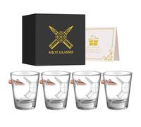 Vasos de chupito de cristal personalizables, 60 ml, base pesada, juego de 4 con caja de regalo, para chupitos de alcohol, vodka, expreso, tequila y postres, vasos de chupito duraderos y reutilizables