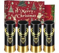 Vasos de Chupito de Plástico Con Cabeza de Ciervo - Juego de 4 Con Caja de Regalo, 45ml, Negro - Regalo de Caza de Ciervos 12 GA, Novedoso Para Fiestas y Bodas