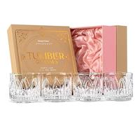 Vasos de Cóctel de Cristal Art Déco | Juego de 4 | 325 ml | Vaso de Whisky de Base Pesada Para Whiskey, Ron, Tequila | Vasos a la Antigua de Coctelería para Negroni, Margarita, Caipirinha