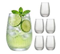 Relaxdays Juego de 6 vasos transparentes, aptos para lavavajillas