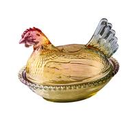 Vasos de cristal para gallina en nido de caramelo con tapa, cuenco retro para caramelos, decoración de mesa para el hogar, cocina, cuenco cubierto