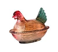 Vasos de cristal para gallina en nido de caramelo con tapa, cuenco retro para caramelos, decoración de mesa para el hogar, cocina, cuenco cubierto