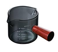Vasos de de doble boca, triple jarra de leche, vaso de café expreso con mango de madera, mini taza de vidrio de leche, taza de medición para café, café espresso de 75 ml