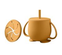 Vasos de entrenamiento con tapas de silicona, tapas, mango de agarre | Taza para niños para destete LED, desarrollo temprano de habilidades para beber, diseño irrompible, transición de botella a