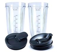 Vasos De Licuadora De Repuesto De 24OZ Con Tapas Abatibles For Sorber, Compatibles Con Nutri Ninja, Repuestos De Tarro Mezclador, 2 Paquetes