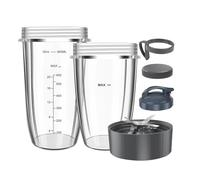 Vasos De Licuadora De Repuesto De 32 Oz Y 24 Oz Con Cuchilla Extractora, Compatibles Con Nutribullet, Serie 600 W/900 W, Vasos For Batidos Con Tapas Abatibles For Llevar