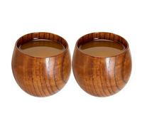 Vasos de madera hechos a mano, paquete de 2 tazas artesanales y vasos de madera tallada fáciles de usar con textura natural refinada, ideal para café, té, café con leche, espresso, vino, leche, café