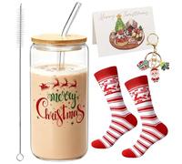 Vasos de Navidad, tazas de Navidad, juego de café de Navidad con tapa y pajita, tarjetas de invitación, llavero, calcetines, taza de Navidad para cócteles, zumo de café helado, cerveza