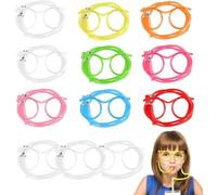 Vasos de pajita, vasos novedosos, pajitas flexibles multicolor, para fiestas, reuniones anuales, cumpleaños, celebraciones familiares, vasos de pajita reutilizables, 12 piezas.